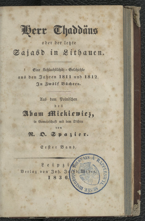 tłum. Richard Otto Spazier, 1836, Polona