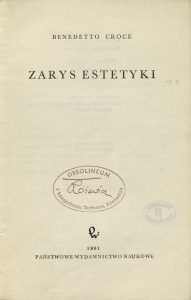 Benedetto Croce, „Zarys estetyki”, PWN, Warszawa 1961