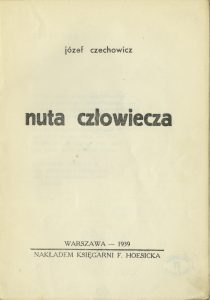 Józef Czechowicz, „Nuta człowiecza”, Hoesick, Warszawa 1939
