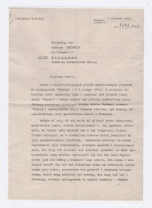 List Prymasa Stefana Wyszyńskiego do Tadeusza Różewicza w sprawie sztuki Białe małżeństwo, 1 czerwca 1974