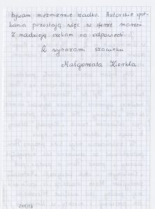 List od Małgorzaty Kierkla z prośbą o autografy, 11 sierpnia 2008