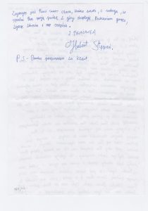 List od Huberta Stępnia do Tadeusza Różewicza z prośbą o autograf, 29 stycznia 2002
