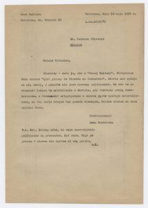 List do Tadeusza Różewicza z redakcji „Nowej kultury” z odmową druku utworu List do Niemców na Zachodzie, 10 maja 1952