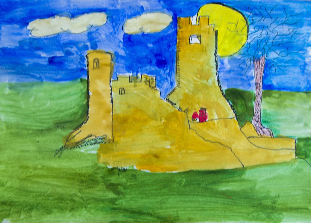 Zamek – Amazonka

„Wykonałam pracę na kartce papieru A4 farbami akwarelowymi oraz żelopisem. Starałam się odzwierciedlić ten obraz”.
[Refleksja] „Jest to obraz inspirowany Norwidem. Przedstawia zamek położony w dolinie. Moja praca sprawiła mi dużo radości oraz pozwoliła na relaks przy tworzeniu jej”.