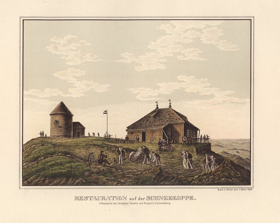 Ernst Wilhelm Knippel, Schronisko i kaplica na Śnieżce, po 1851, litografia, zbiory Ossolineum